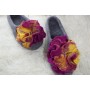 Grey slippers with big flowers