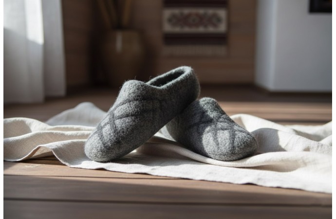 Pilkos šlepetės su juodais dryžiais Pilkos šlepetės su juodais dryžiais